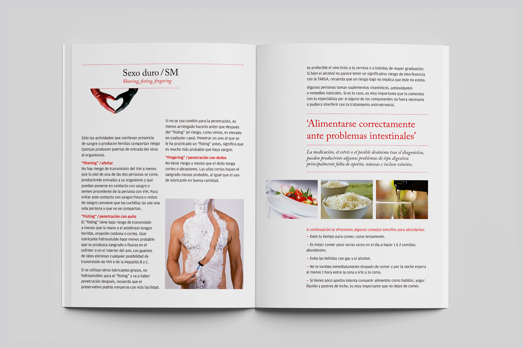 Guía VIH. Ministerio de Sanidad de España. Diseño de doble página.